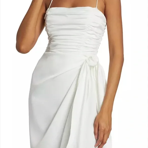 Wayf Delaney Asymmetrical Ivory Rouched Top, Spaghetti Strap Dress NWT Sz S Saks - Picture 3 of 13